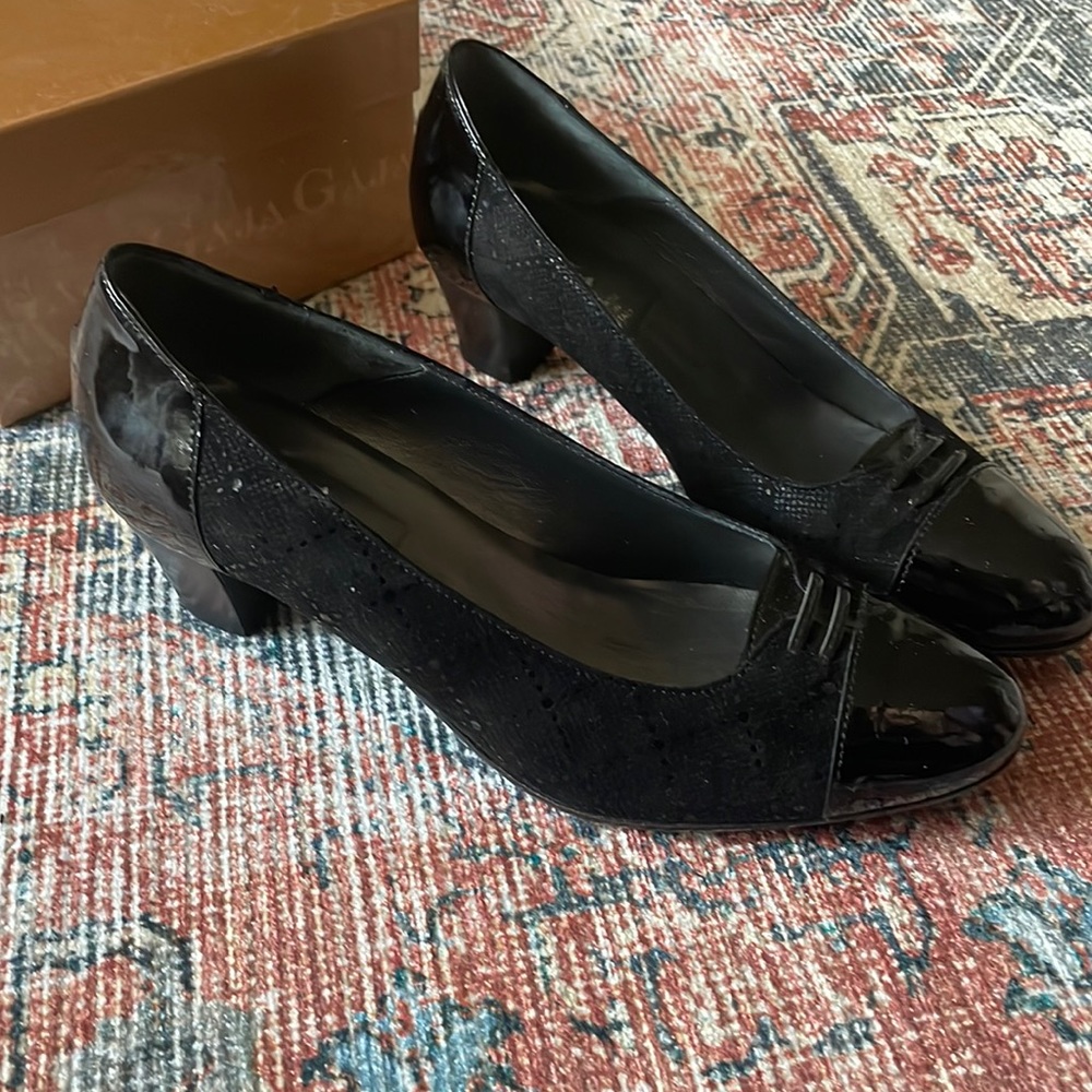 Black italian leather heels